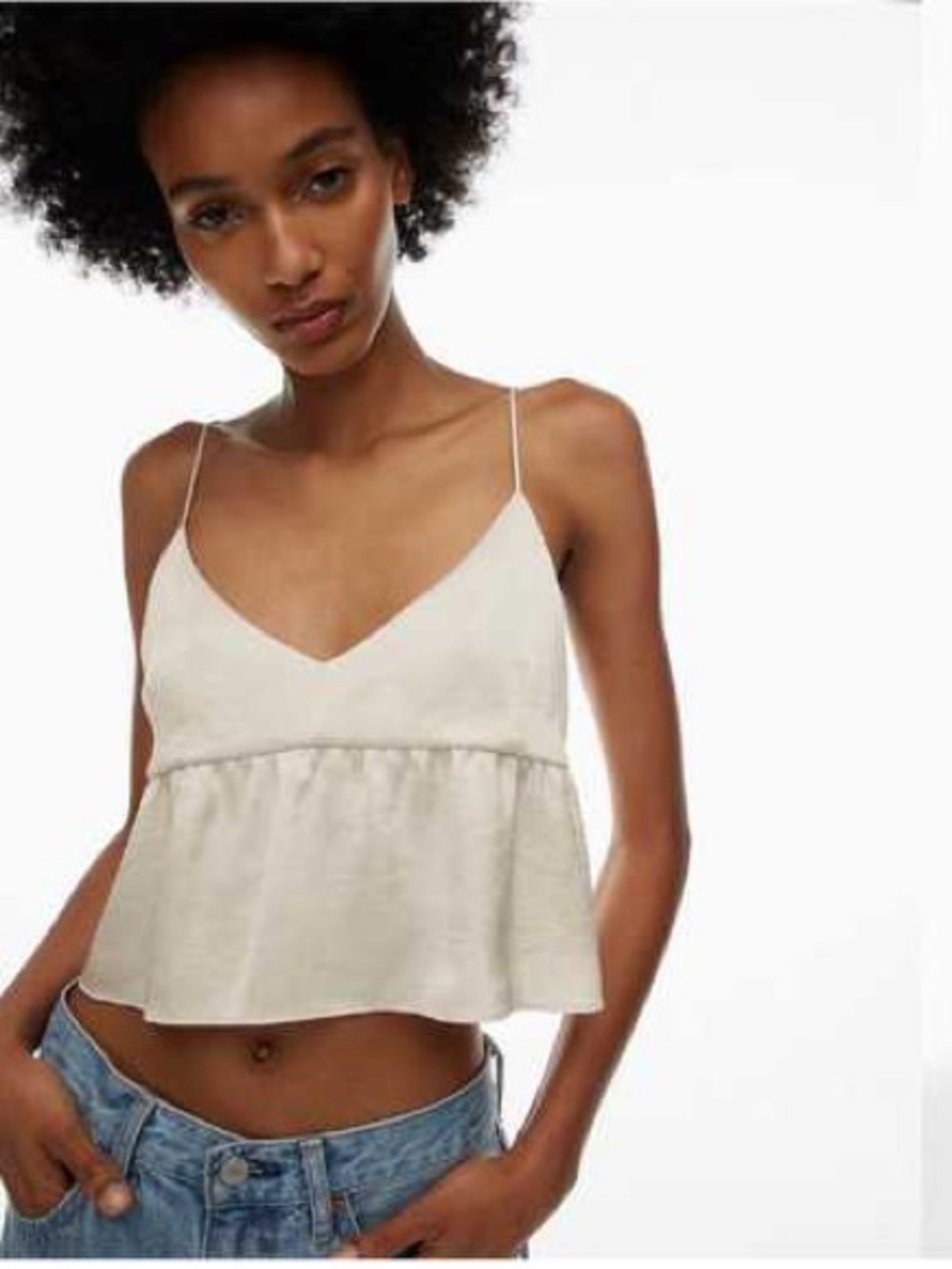 Aritzia Wilfred Little Moon Lover Satin Camisole - S in Light Birch